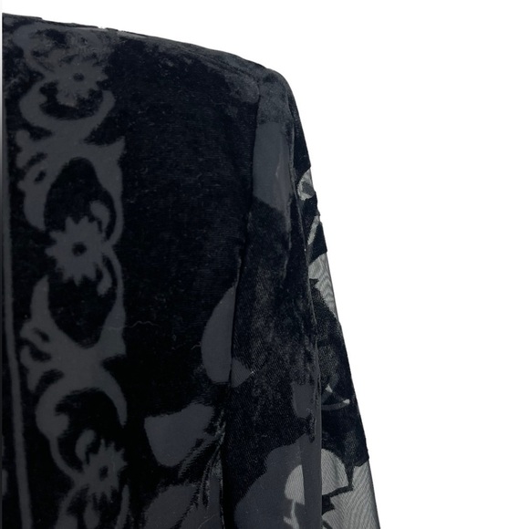 VTG 80’s Rickie Freeman For T.J. Nites Flocked Black Velvet Kimono Jacket Size 8 - Picture 6 of 12